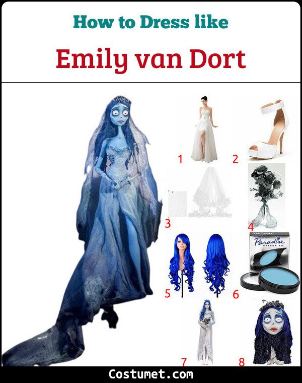 Emily Victor Van Dort Corpse Bride Costume For Cosplay Halloween