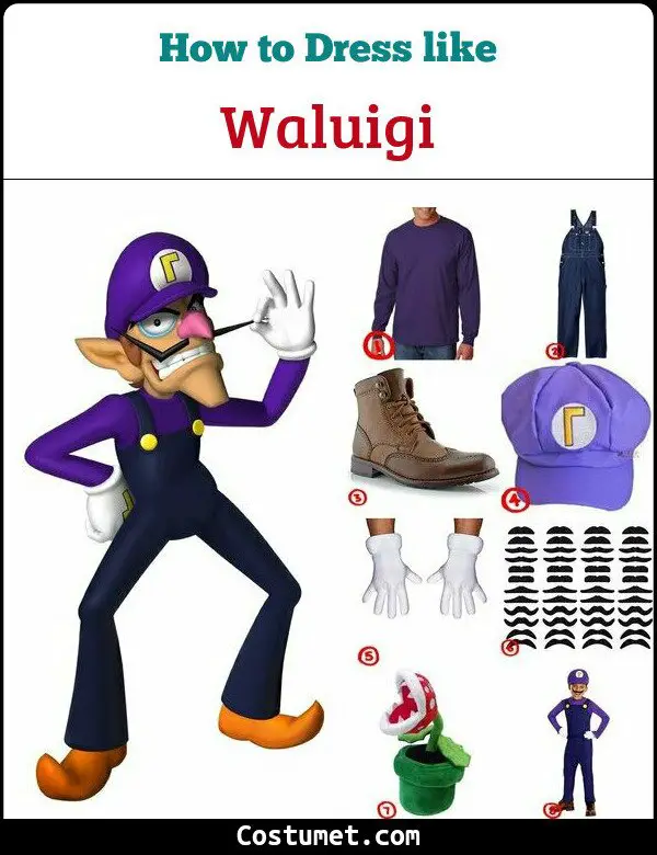 Waluigi (Super Mario) Costume for Cosplay & Halloween
