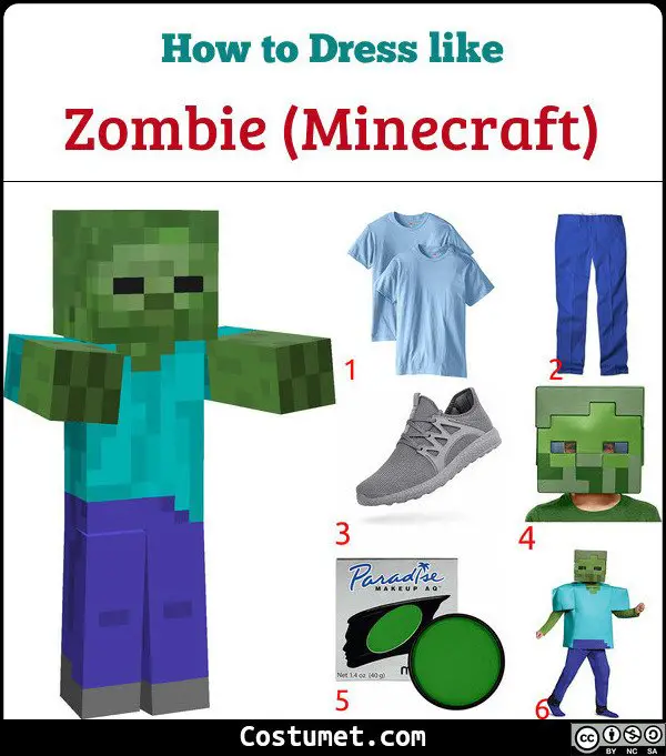 zombie minecraft costume for cosplay