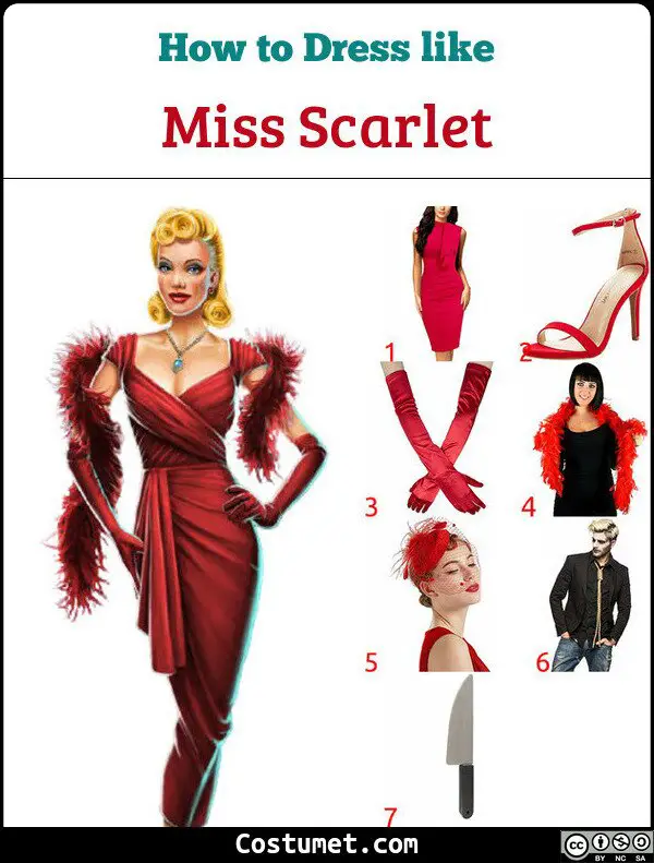 Miss Scarlet Clue Costume For Cosplay And Halloween